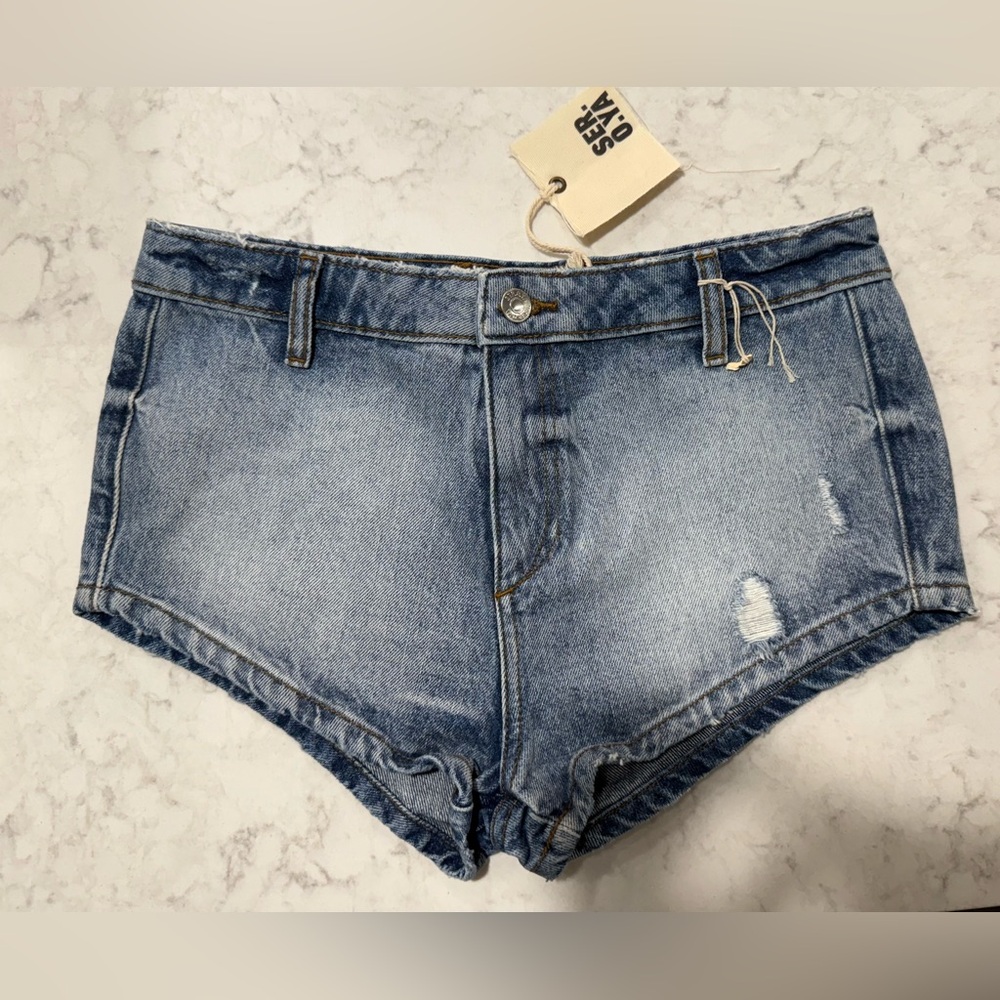 NWT SER.O.YA‎ Nancy Micro Denim Shorts High Tide Sz 26